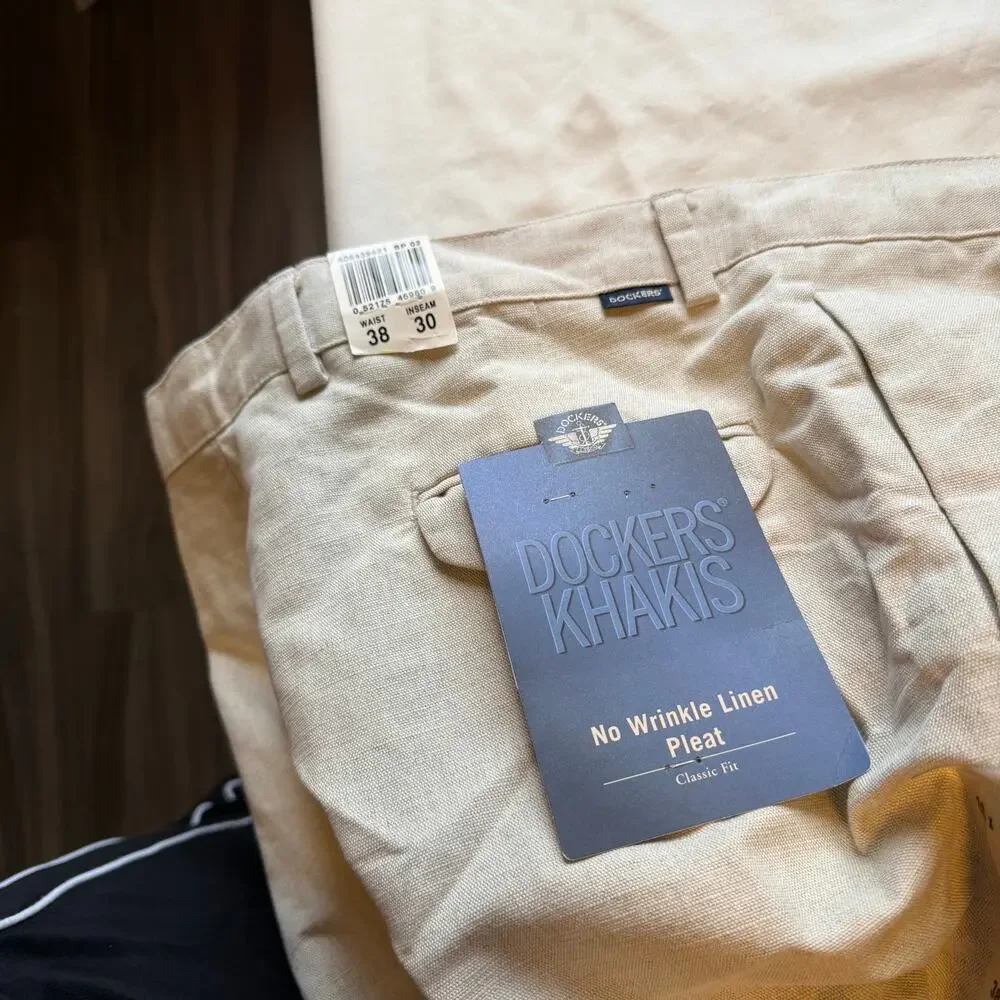 NWT Dockers Tan Linen Trouser Pant 36 x 30